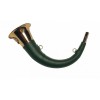 горн охотничий (кожаная отделка) 45 см, изогнутый, круглый, цвет тёмно-зелёный