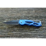 Тактический складной нож с карабином и клипсой (синий)
