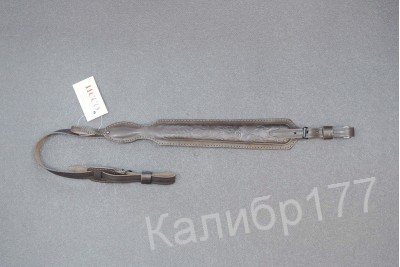 Ремень ружейный фигурный трёхслойный тиснёный мягкий ЛюксМ на пряжке с противоскользящей подкладкой